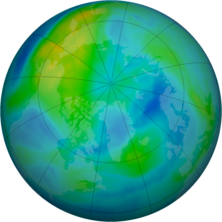 Arctic ozone map for 14 October 2007